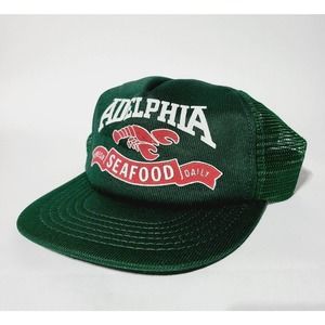 ADELPHIA Seafood Vintage Green Snapback Truckers Mesh Back Hat Cap USA Seafood